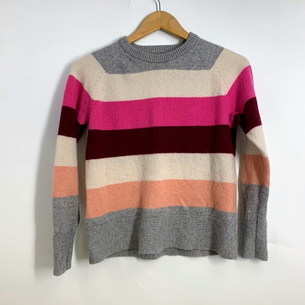 MARINE LAYER Maya 100% Cashmere Striped Crew Neck Sweater Womens Size S